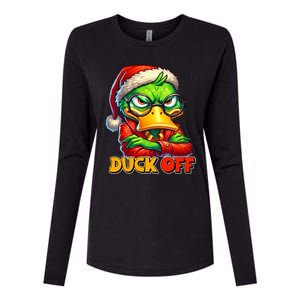 Duck Off Funny Sarcastic Grumpy Duck Christmas Womens Cotton Relaxed Long Sleeve T-Shirt