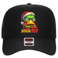 Duck Off Funny Sarcastic Grumpy Duck Christmas High Crown Mesh Back Trucker Hat