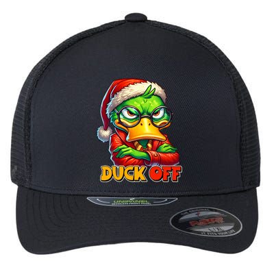 Duck Off Funny Sarcastic Grumpy Duck Christmas Flexfit Unipanel Trucker Cap