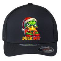 Duck Off Funny Sarcastic Grumpy Duck Christmas Flexfit Unipanel Trucker Cap