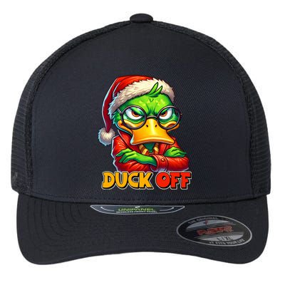 Duck Off Funny Sarcastic Grumpy Duck Christmas Flexfit Unipanel Trucker Cap