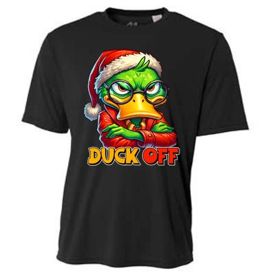 Duck Off Funny Sarcastic Grumpy Duck Christmas Cooling Performance Crew T-Shirt