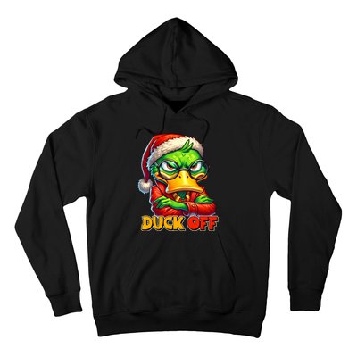 Duck Off Funny Sarcastic Grumpy Duck Christmas Hoodie