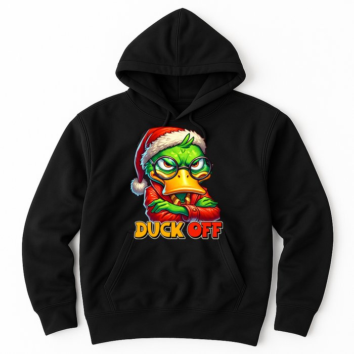 Duck Off Funny Sarcastic Grumpy Duck Christmas Hoodie