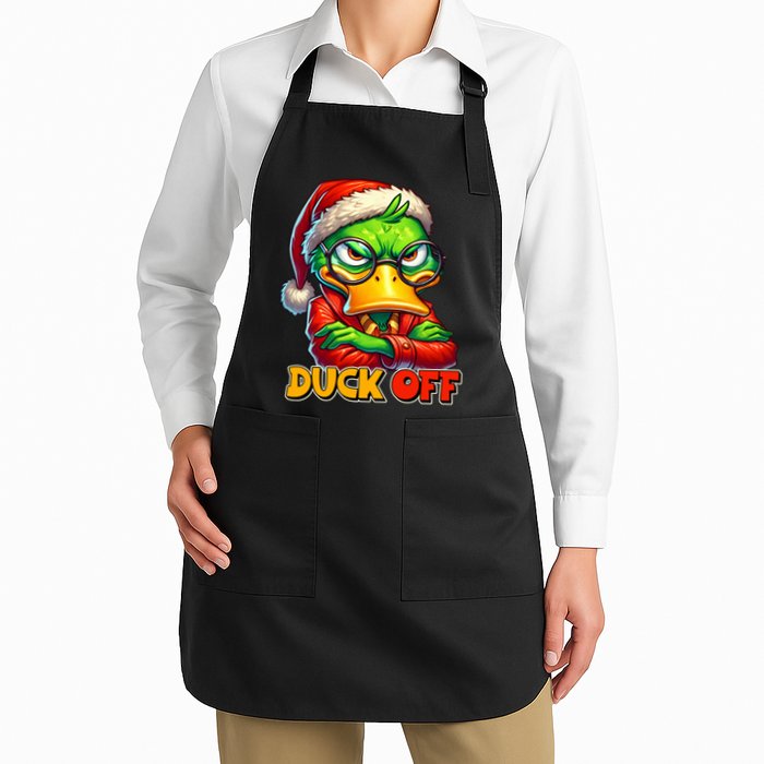 Duck Off Funny Sarcastic Grumpy Duck Christmas Full-Length Apron With Pockets