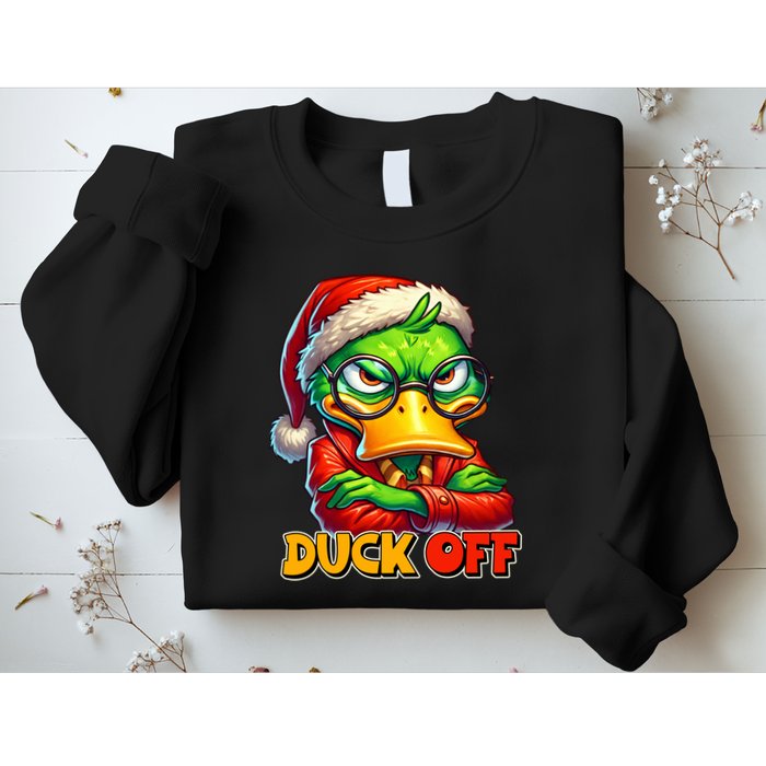Duck Off Funny Sarcastic Grumpy Duck Christmas Sweatshirt