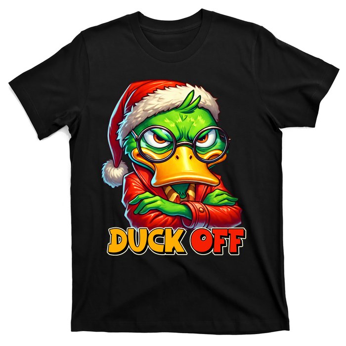 Duck Off Funny Sarcastic Grumpy Duck Christmas T-Shirt