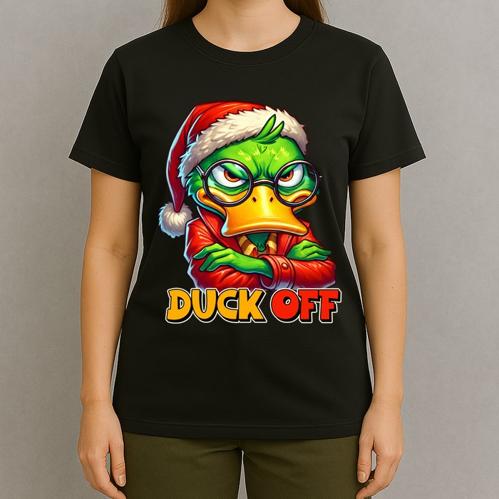Duck Off Funny Sarcastic Grumpy Duck Christmas T-Shirt