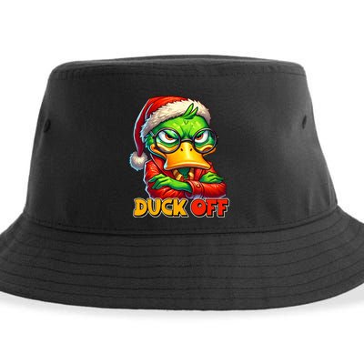 Duck Off Funny Sarcastic Grumpy Duck Christmas Sustainable Bucket Hat