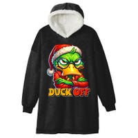 Duck Off Funny Sarcastic Grumpy Duck Christmas Hooded Wearable Blanket