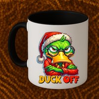Duck Off Funny Sarcastic Grumpy Duck Christmas Coffee Mug