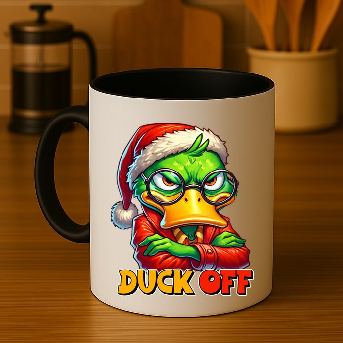 Duck Off Funny Sarcastic Grumpy Duck Christmas Coffee Mug