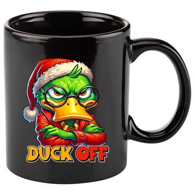 Duck Off Funny Sarcastic Grumpy Duck Christmas 11oz C Handle Ceramic Mug