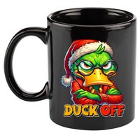 Duck Off Funny Sarcastic Grumpy Duck Christmas 11oz C Handle Ceramic Mug