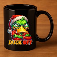 Duck Off Funny Sarcastic Grumpy Duck Christmas 11oz C Handle Ceramic Mug