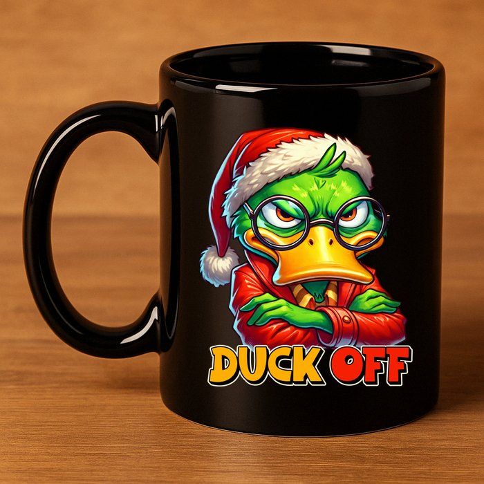 Duck Off Funny Sarcastic Grumpy Duck Christmas 11oz C Handle Ceramic Mug