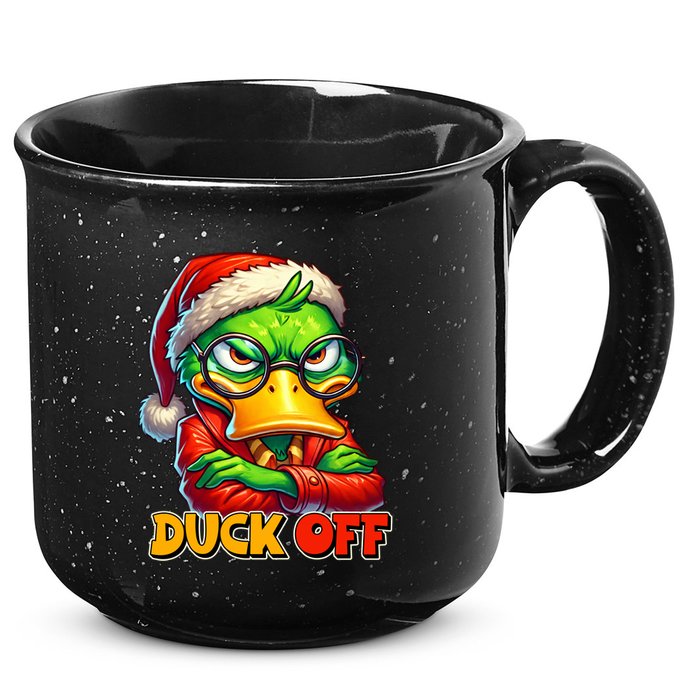 Duck Off Funny Sarcastic Grumpy Duck Christmas 15oz Campfire Ceramic Mug