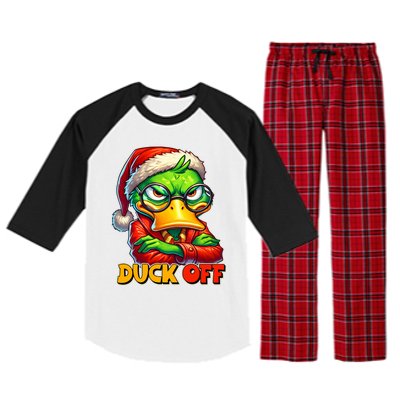 Duck Off Funny Sarcastic Grumpy Duck Christmas Raglan Sleeve Pajama Set