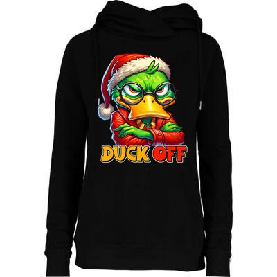 Duck Off Funny Sarcastic Grumpy Duck Christmas Womens Funnel Neck Pullover Hood