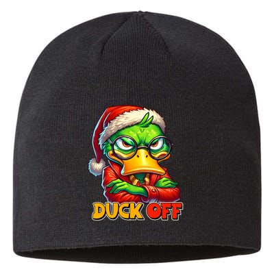 Duck Off Funny Sarcastic Grumpy Duck Christmas Sustainable Beanie