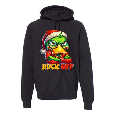 Duck Off Funny Sarcastic Grumpy Duck Christmas Premium Hoodie