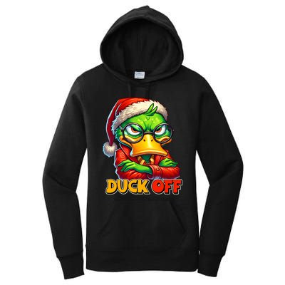 Duck Off Funny Sarcastic Grumpy Duck Christmas Women's Pullover Hoodie
