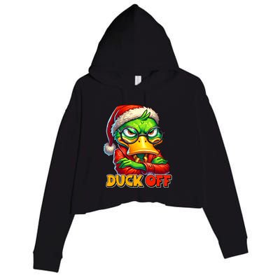 Duck Off Funny Sarcastic Grumpy Duck Christmas Crop Fleece Hoodie