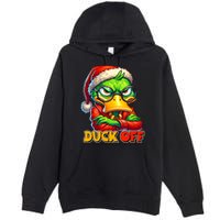 Duck Off Funny Sarcastic Grumpy Duck Christmas Premium Pullover Hoodie