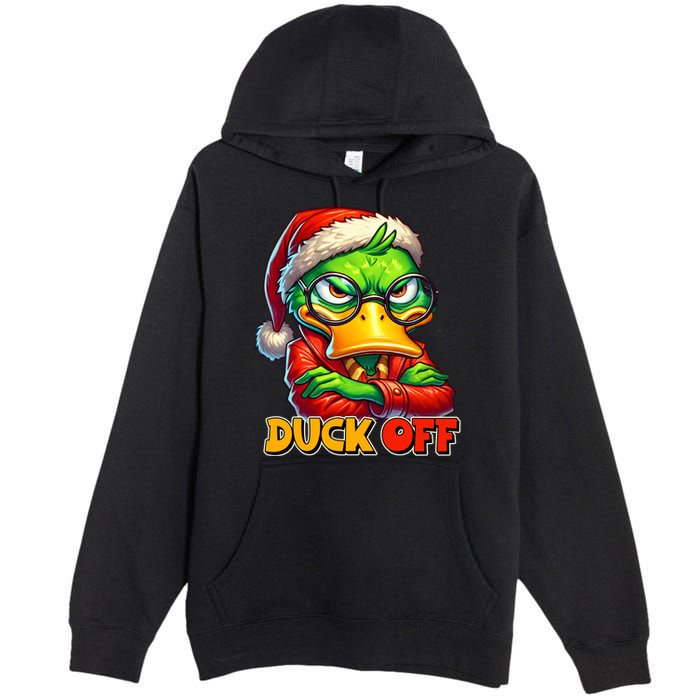 Duck Off Funny Sarcastic Grumpy Duck Christmas Premium Pullover Hoodie