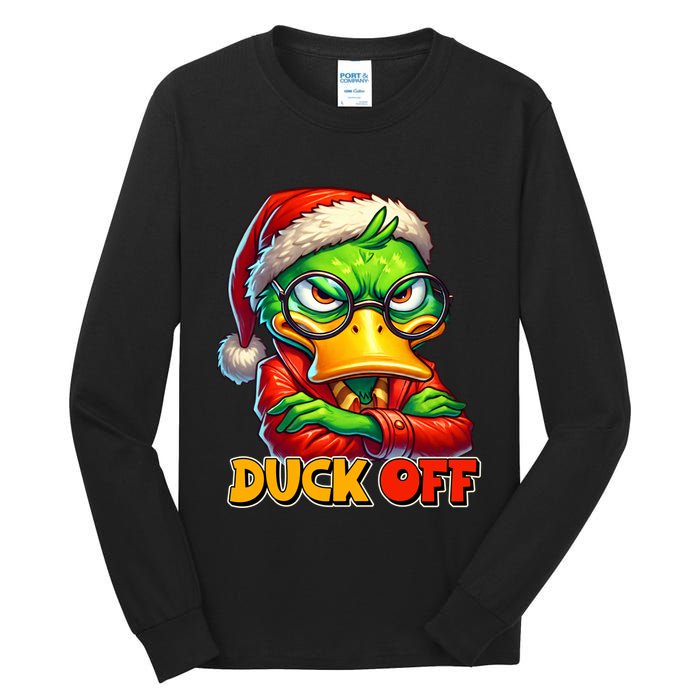 Duck Off Funny Sarcastic Grumpy Duck Christmas Tall Long Sleeve T-Shirt