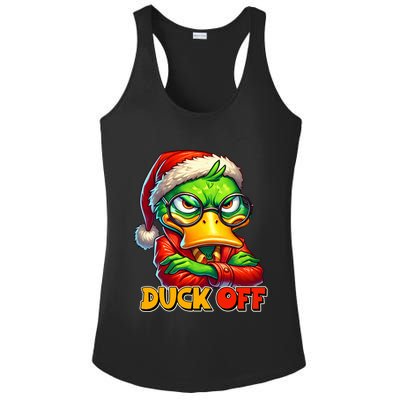 Duck Off Funny Sarcastic Grumpy Duck Christmas Ladies PosiCharge Competitor Racerback Tank