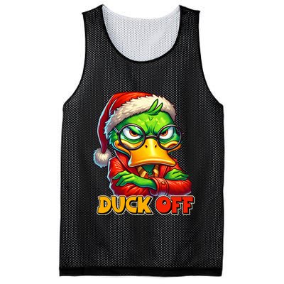 Duck Off Funny Sarcastic Grumpy Duck Christmas Mesh Reversible Basketball Jersey Tank