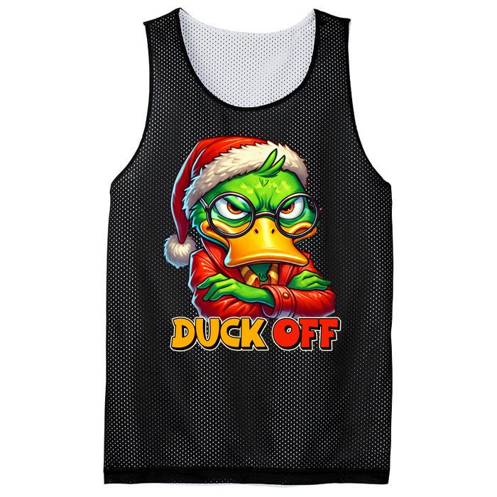 Duck Off Funny Sarcastic Grumpy Duck Christmas Mesh Reversible Basketball Jersey Tank