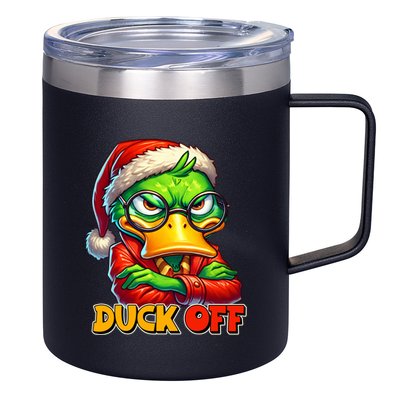 Duck Off Funny Sarcastic Grumpy Duck Christmas 12oz Stainless Steel Coffee Mug