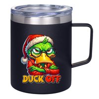 Duck Off Funny Sarcastic Grumpy Duck Christmas 12oz Stainless Steel Coffee Mug