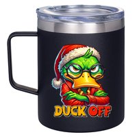 Duck Off Funny Sarcastic Grumpy Duck Christmas 12oz Stainless Steel Coffee Mug