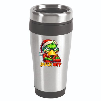 Duck Off Funny Sarcastic Grumpy Duck Christmas 16oz Travel Tumbler