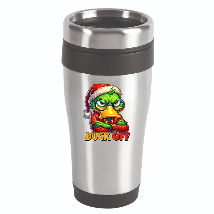 Duck Off Funny Sarcastic Grumpy Duck Christmas 16oz Travel Tumbler