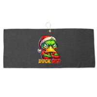Duck Off Funny Sarcastic Grumpy Duck Christmas Large Microfiber Waffle Golf Towel