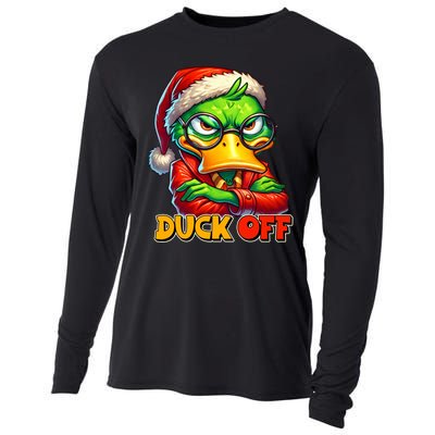 Duck Off Funny Sarcastic Grumpy Duck Christmas Cooling Performance Long Sleeve Crew