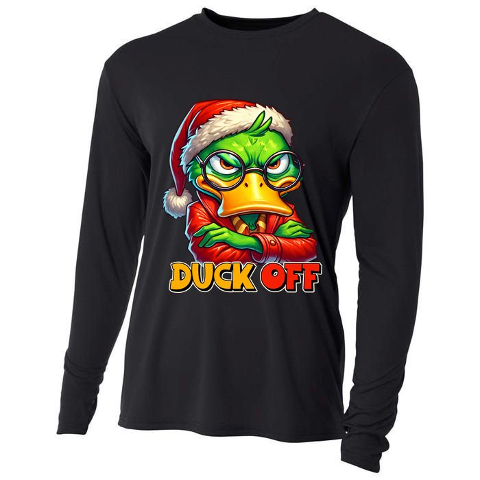 Duck Off Funny Sarcastic Grumpy Duck Christmas Cooling Performance Long Sleeve Crew