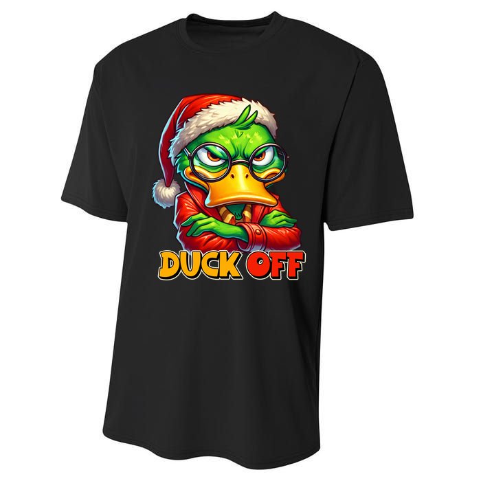 Duck Off Funny Sarcastic Grumpy Duck Christmas Performance Sprint T-Shirt