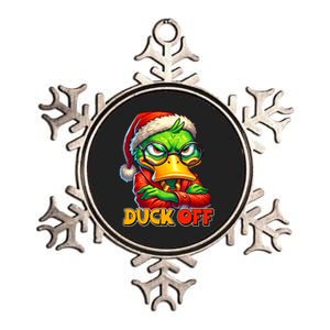 Duck Off Funny Sarcastic Grumpy Duck Christmas Metallic Star Ornament