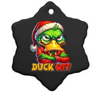 Duck Off Funny Sarcastic Grumpy Duck Christmas Ceramic Star Ornament