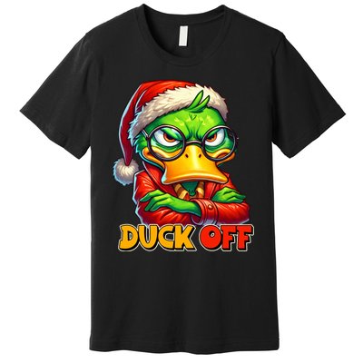 Duck Off Funny Sarcastic Grumpy Duck Christmas Premium T-Shirt