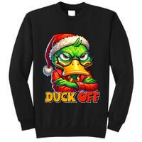 Duck Off Funny Sarcastic Grumpy Duck Christmas Tall Sweatshirt