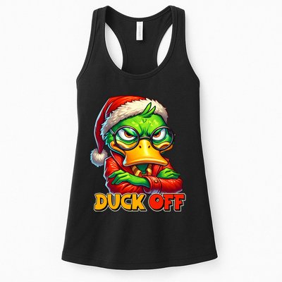 Duck Off Funny Sarcastic Grumpy Duck Christmas Womens Tank Top