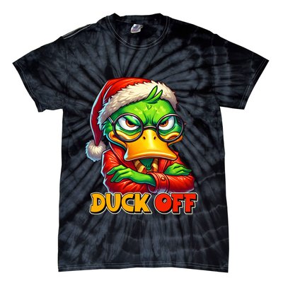Duck Off Funny Sarcastic Grumpy Duck Christmas Tie-Dye T-Shirt