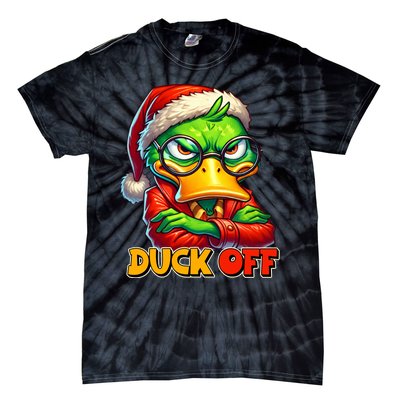 Duck Off Funny Sarcastic Grumpy Duck Christmas Tie-Dye T-Shirt