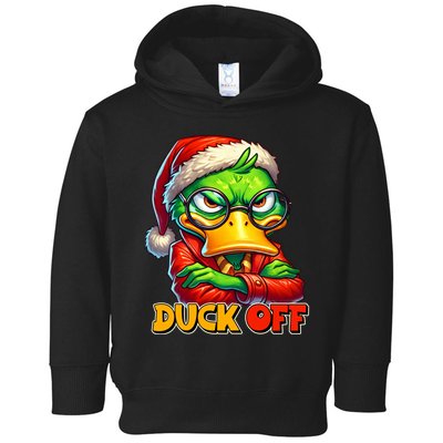 Duck Off Funny Sarcastic Grumpy Duck Christmas Toddler Hoodie